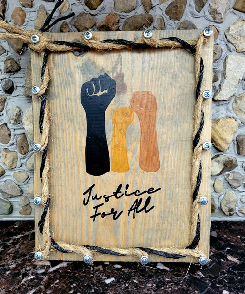Rustic "Justice for All" Plaque