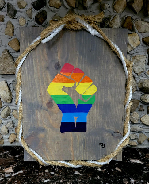 Rustic "Pride Fist" Plaque